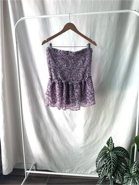 Karl Lagerfeld Pink and Lavender Floral Smocked Skirt